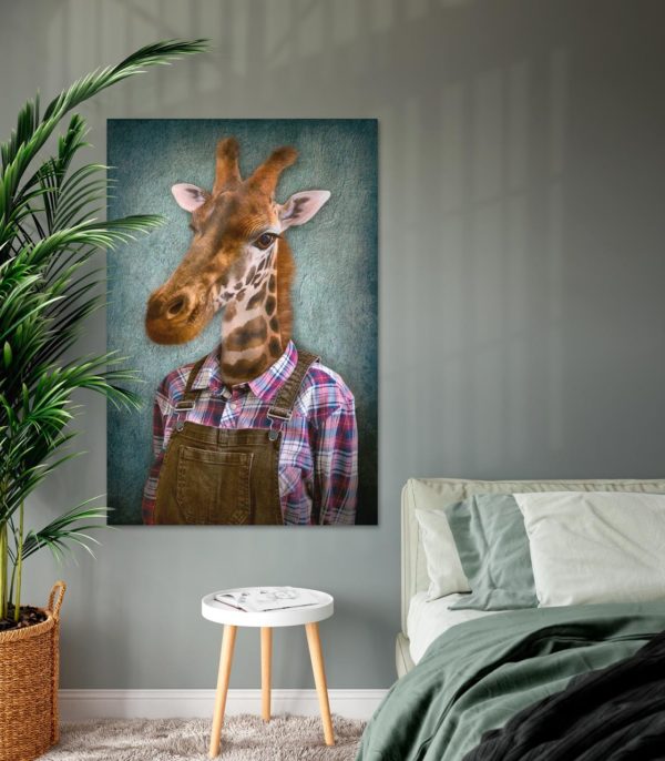 Giraffe mit Latzhose | Digitaldruck auf Acrylglas – Bild 2