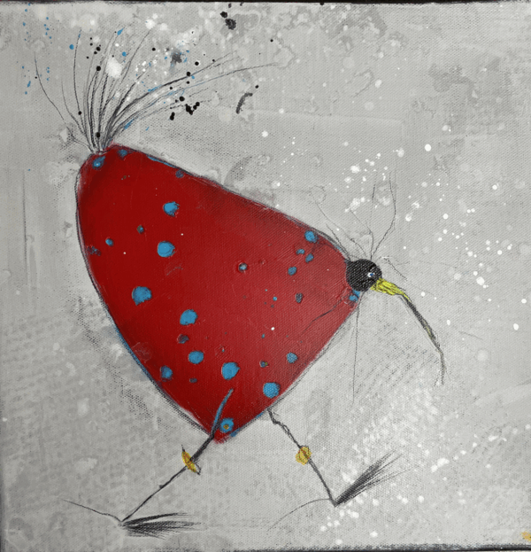 Anne Huber | Piep (Dunkelrot mit blauen Punkten) – Bild 2