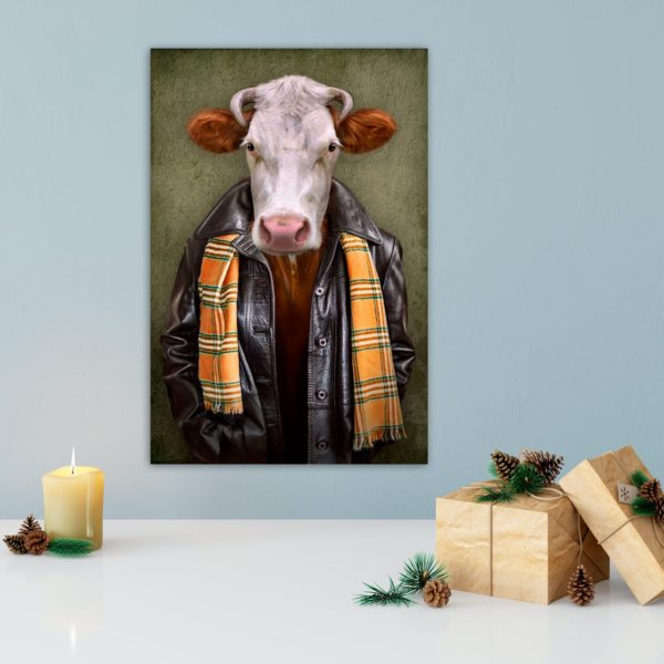 Rind mit Lederjacke | Digitaldruck auf Acrylglas – Bild 2