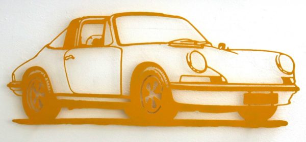 Jan. M. Petersen | Porsche 911er Silhouette, gelb | Stahlschnitt – Bild 2