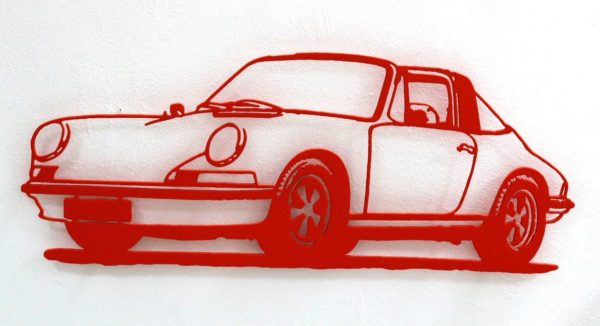 Jan. M. Petersen | Porsche 911er Silhouette, orange | Stahlschnitt – Bild 2