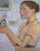 Paula Modersohn-Becker | Junges Mädchen mit gelben Blumen im Glas, 1902 | Kunstdruck