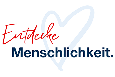 Logo mit Slogan ‚Entdecke Menschlichkeit‘ und Herzsymbol – Freiwilligendienste Baden-Württemberg