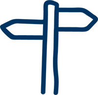 Wegweiser-Symbol als Icon für Orientierung im Freiwilligendienst (FSJ/BFD) in Baden-Württemberg